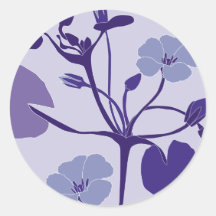 blue water lily round sticker