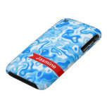 Blue Water texture with red name tag iPhone 3 Case