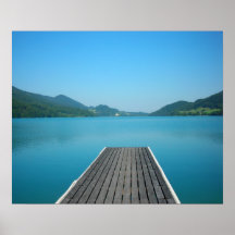 Blue Water, Wood Dock Print