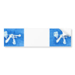 Blue watercolour painting of trumpet player bumper sticker