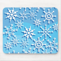 Blue Wave Snowflakes Mouse Mats