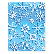 Blue Wave Snowflakes Post Cards