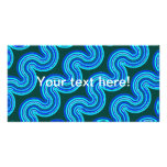 Blue waves pattern customized photo card
