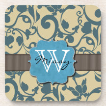 Blue Weathered Monogrammed Drink Coasters
