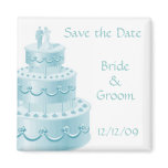 Blue Wedding Cake Save the Date Magnets