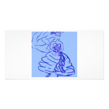 Blue Wedding Gown Bride Customized Photo Card
