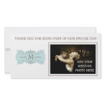 Blue Wedding Thank You Monogram Photo Card