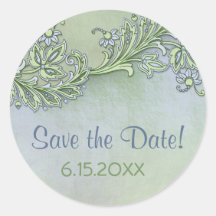 Blue Whisper Floral - Save the Date Sticker
