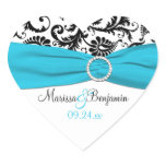 Blue, White, and Black Damask Wedding Sticker