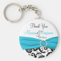 Blue, White, and Black Wedding Favour Key Chain