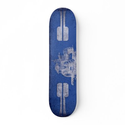 Blue White and Greased Custom Skate Board by KickPop