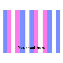 Blue white and pink stripes postcard