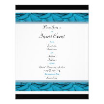 Blue white black floral wedding announcement