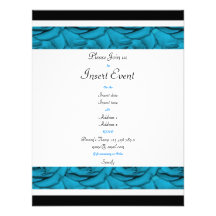 Blue white black floral wedding announcement