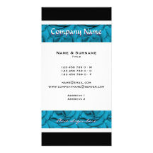 Blue white black floral wedding photo card