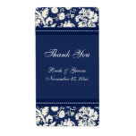 Blue White Damask Wedding Labels