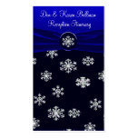 Blue & White Elegant Snowflakes Wedding Business Card Template