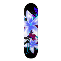 Blue & White Flowers Magenta Grunge Swirls & Splat Skate Board Decks