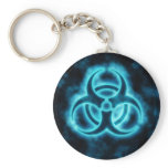 Blue-White Glow Biohazard Symbol Keychain