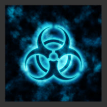 Blue-White Glow Biohazard Symbol Poster posters