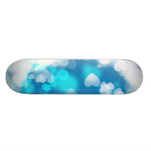 BLUE WHITE HEARTS LAYERS BOKEH DIGITAL WALLPAPER SKATE DECKS