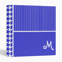 Blue & White Houndstooth 3 Ring Binder