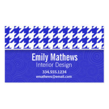 Blue & White Houndstooth; Cute Business Card