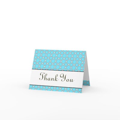 Blue & White Lattice Thank You Notecard by C_W_Designs