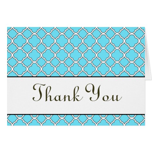 Blue & White Lattice Thank You Notecard