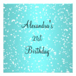 Blue White Love Hearts 21st Birthday Custom Invite