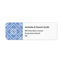 Blue White Monogram Geometric Pattern Return Address Labels