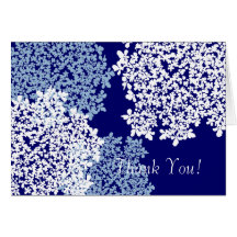 Blue & White Queen Anne's Lace Thank You Greeting Cards