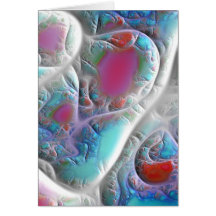 Blue & White Quilt - Magenta & Aqua Delight V Greeting Cards