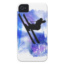 Blue & White Splashes Skier iPhone 4 Case-Mate Case