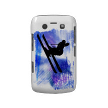 Blue & White Splashes Skier Blackberry Case