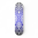 Blue & White Stained Glass: Custom Skateboard