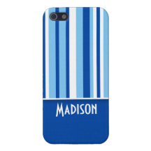 Blue & White Stripes; Cute iPhone 5 Cover
