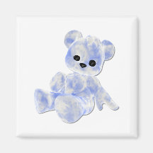 Blue & White Teddy Bear Refrigerator Magnets