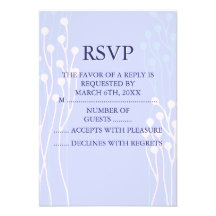 Blue & White Twig Design RSVP Personalized Invites
