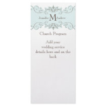 Blue White Vintage Wedding Programs Full Color Rack Card