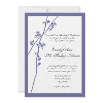 Blue Wild Flower Branch Wedding Invitation
