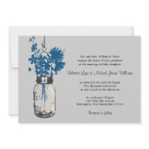 Blue Wild flowers & Mason Jar Wedding Invitations