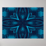 Blue Wildflower Fractals Poster