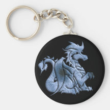 Blue Winged Dragon Black Keychain