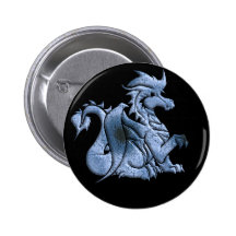Blue Winged Dragon Button