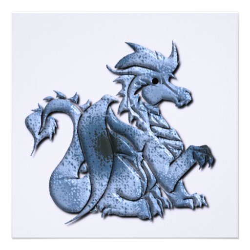 Blue Winged Dragon on an Invitation
