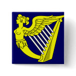 Blue Winged Maiden Harp, Ireland flag Pinback Buttons