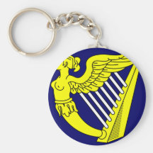 Blue Winged Maiden Harp, Ireland flag Keychain