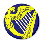 Blue Winged Maiden Harp, Ireland flag Fridge Magnets