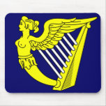 Blue Winged Maiden Harp, Ireland flag Mousepad